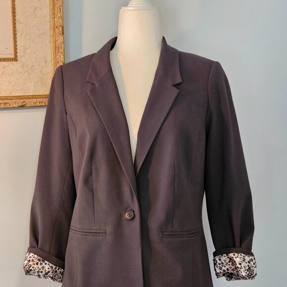 Kensie Rebekah Stretch Crepe Floral Lining Blazer - Grey - Size Medium - Picture 2 of 7